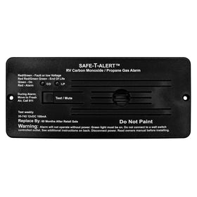 Safe T Alert dual LP/CO flush-mount alarm in black for RV safety upgrade