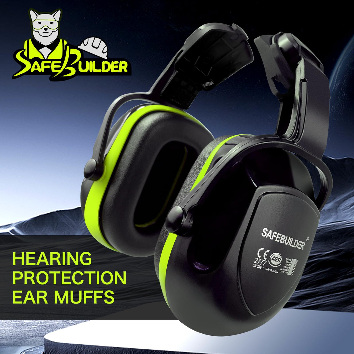 SAFEBUILDER 07E ear muffs with soft foam ear cups for all-day comfort