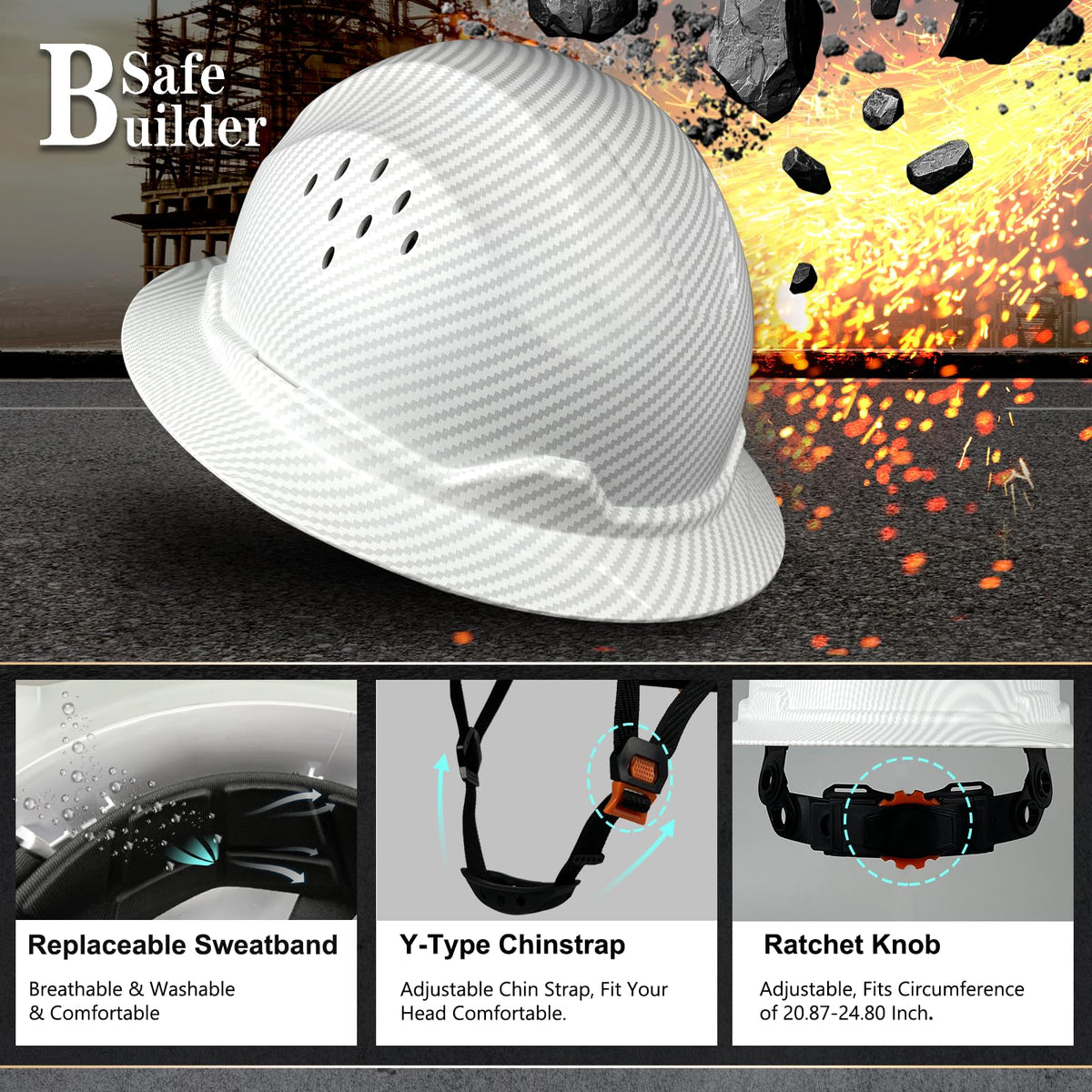 SAFEBUILDER ANSI Type 1 Class C hard hat for basic head protection on site.