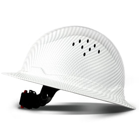 SAFEBUILDER full brim carbon fiber hard hat front view with ventilated comfort.