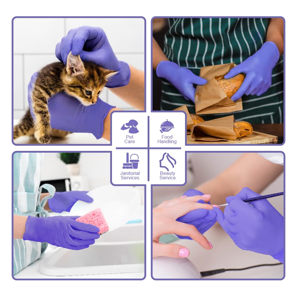 Safe Health nitrile imperial blue gloves textured fingertips for better grip