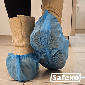 Safeko durable non-toxic shoe covers in blue for clean environments