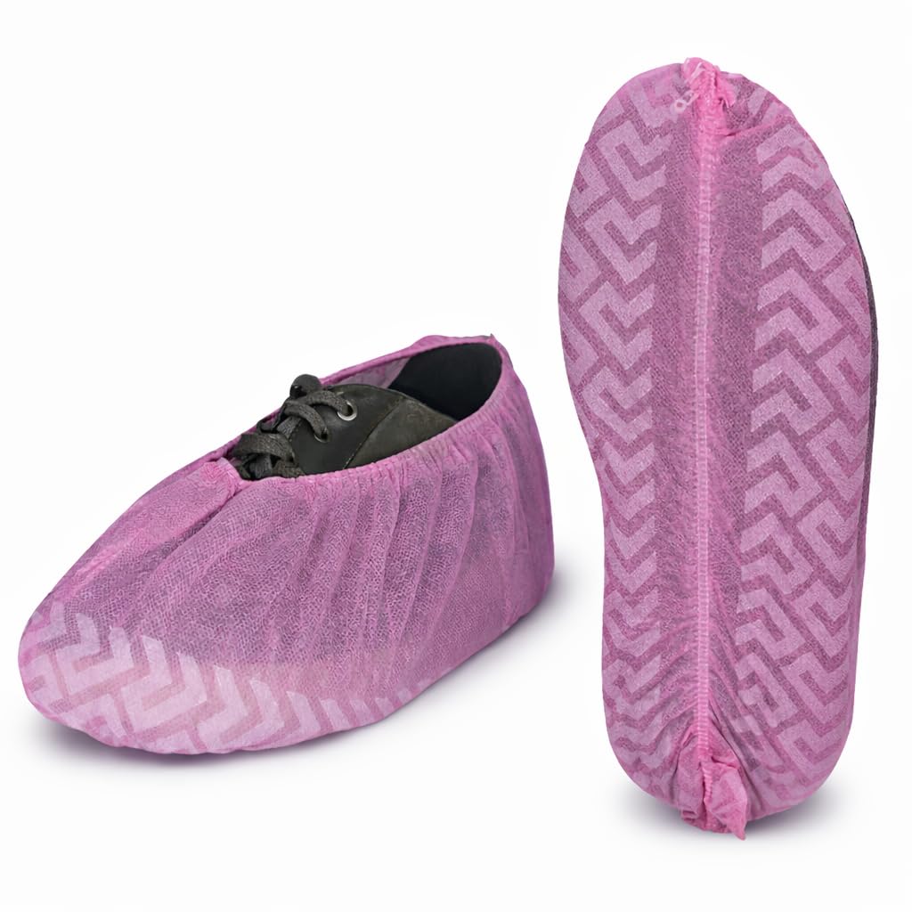 SAFEKO pink disposable boot covers with non-slip sole for clean-room use