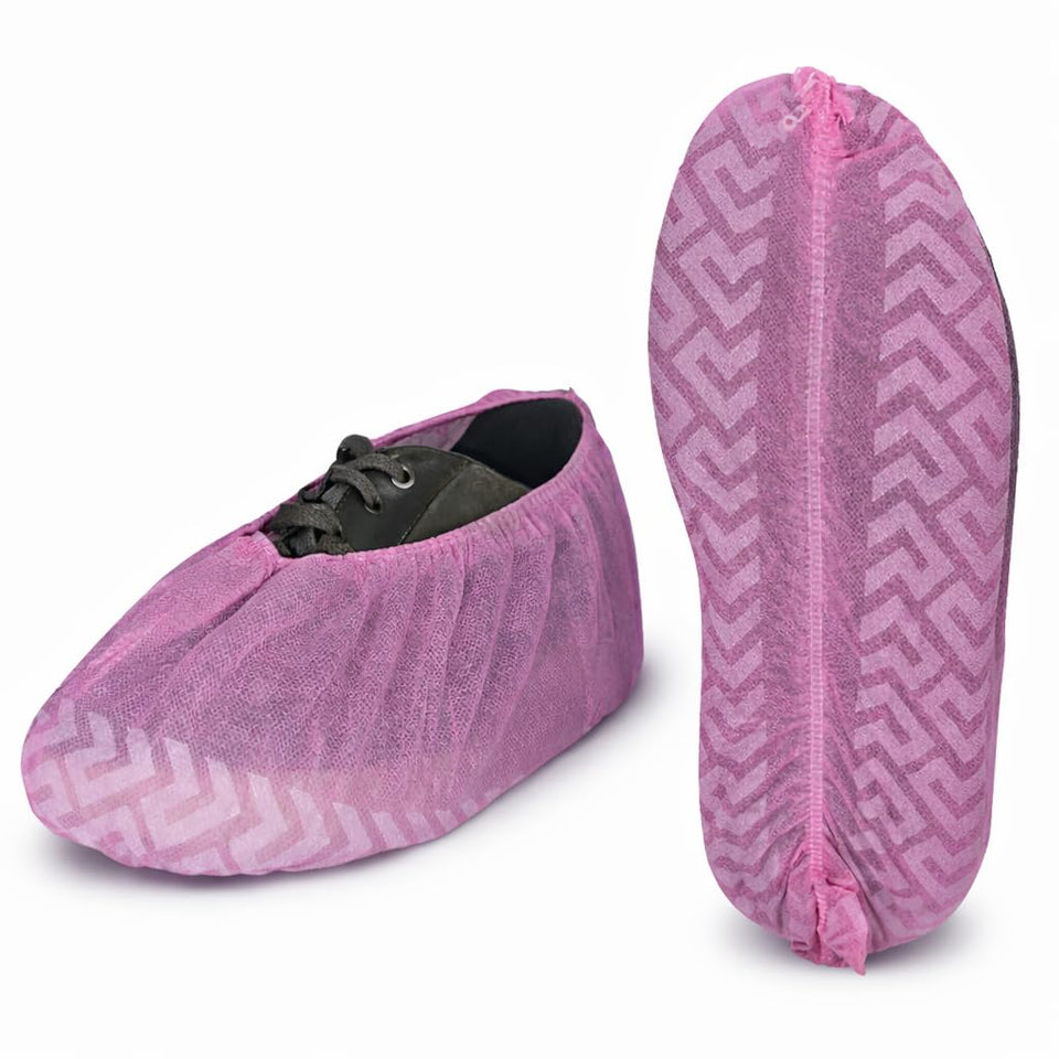 SAFEKO pink disposable boot covers with non-slip sole for clean-room use
