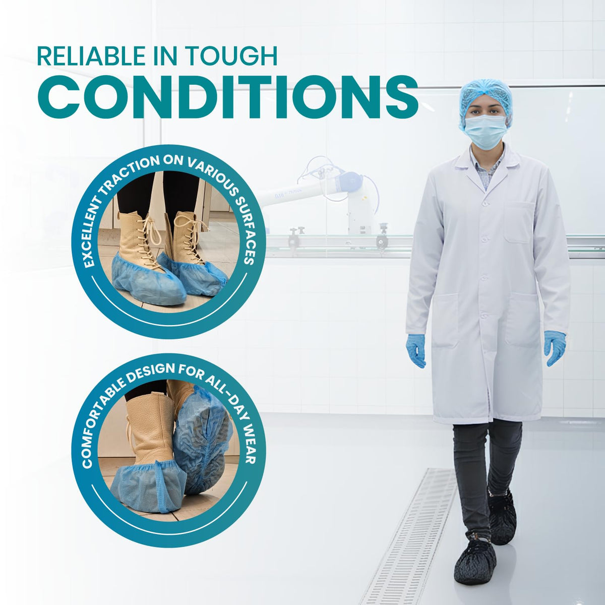 SAFEKO pack of 100 disposable boot covers ready for quick disposal