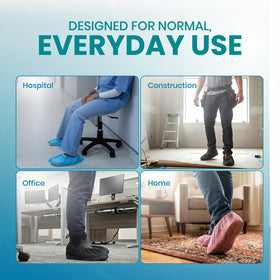 SAFEKO boot covers shown with soft elastic fit for comfortable wear