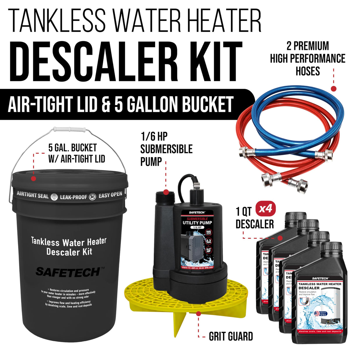 SafeTech eco-friendly descaler dissolves lime scale to restore efficiency