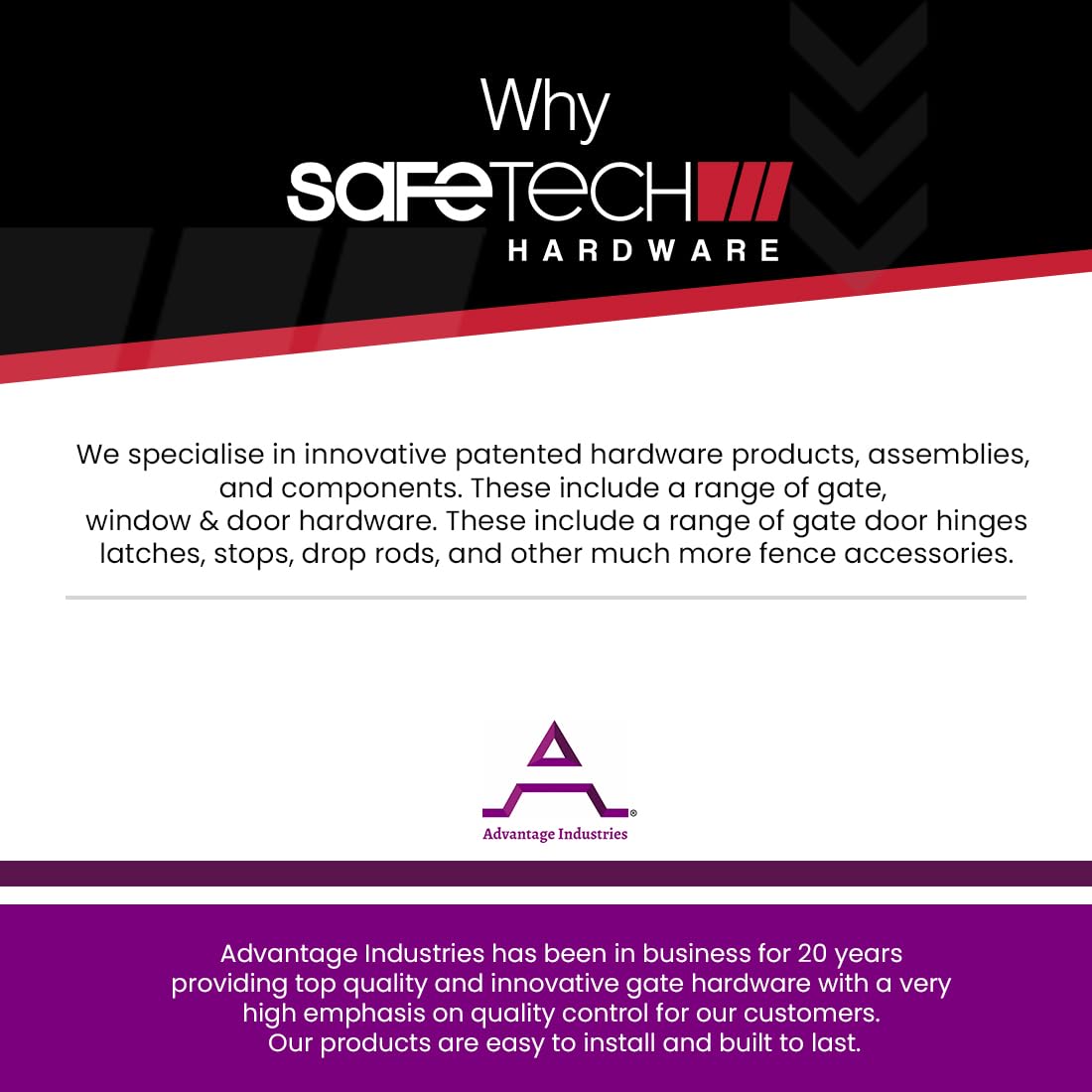 Safetech ViperX2 outdoor gate hardware on vinyl, wood, and aluminum gates