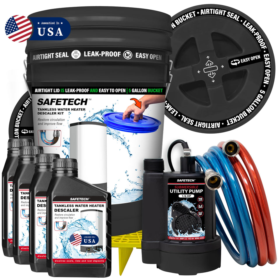 SafeTech flushing kit bucket with screw-top lid for spill-free transport and storage