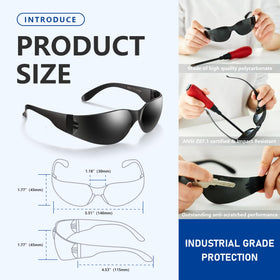 SAFETISAN dark smoke lens, UV-blocking sunglasses alternative for bright outdoor days.