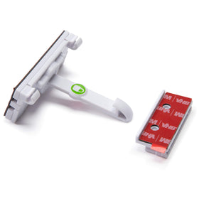 Safety 1st cabinet latch securing a busy kitchen cabinet