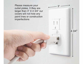 Slightly oversized Safety Innovations outlet cover hides outlet imperfections
