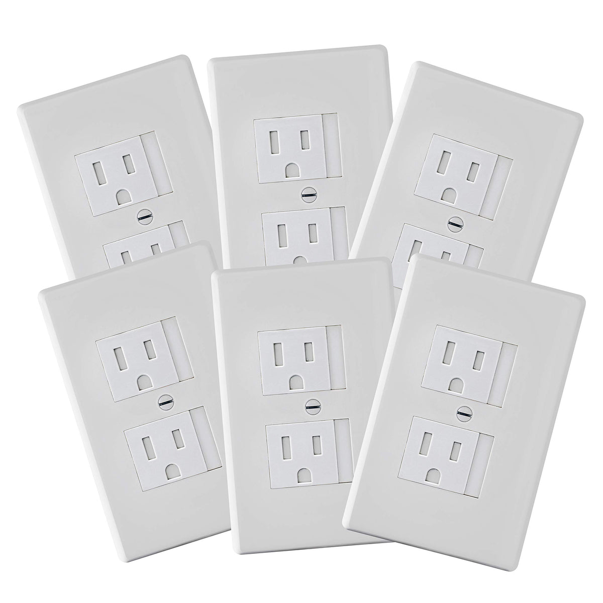 Safety Innovations self-closing outlet cover on a standard center-screw outlet in white