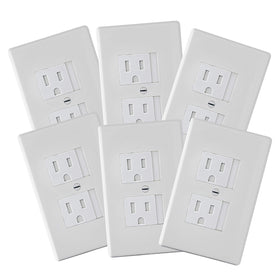 Safety Innovations self-closing outlet cover on a standard center-screw outlet in white