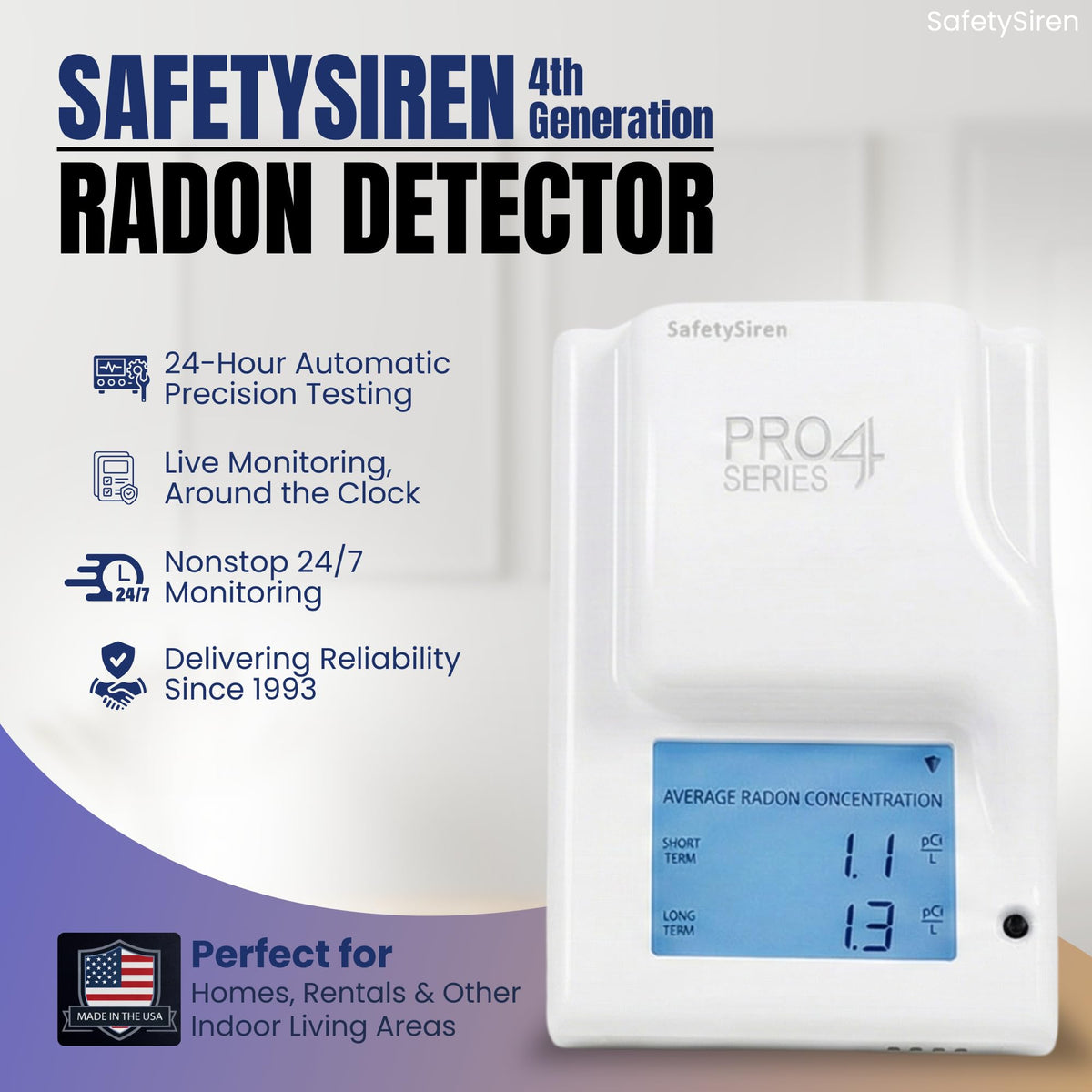 Safety Siren Pro4 audible and visual alarms alert occupants.