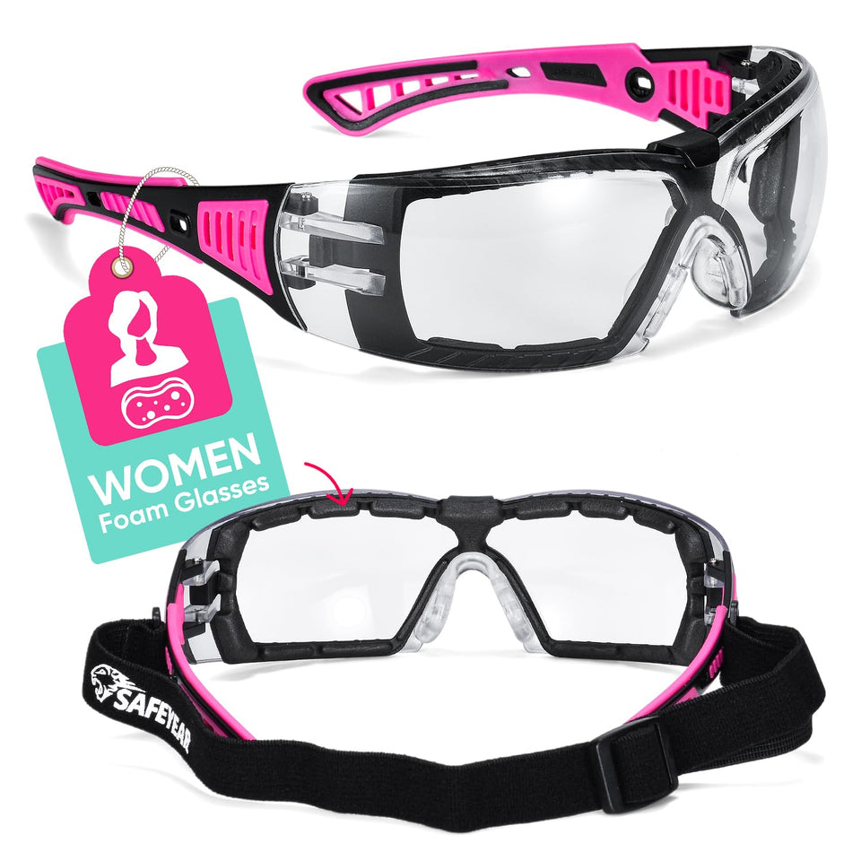 SAFEYEAR women's anti-fog safety goggles with HD lenses for clear visibility in damp environments.