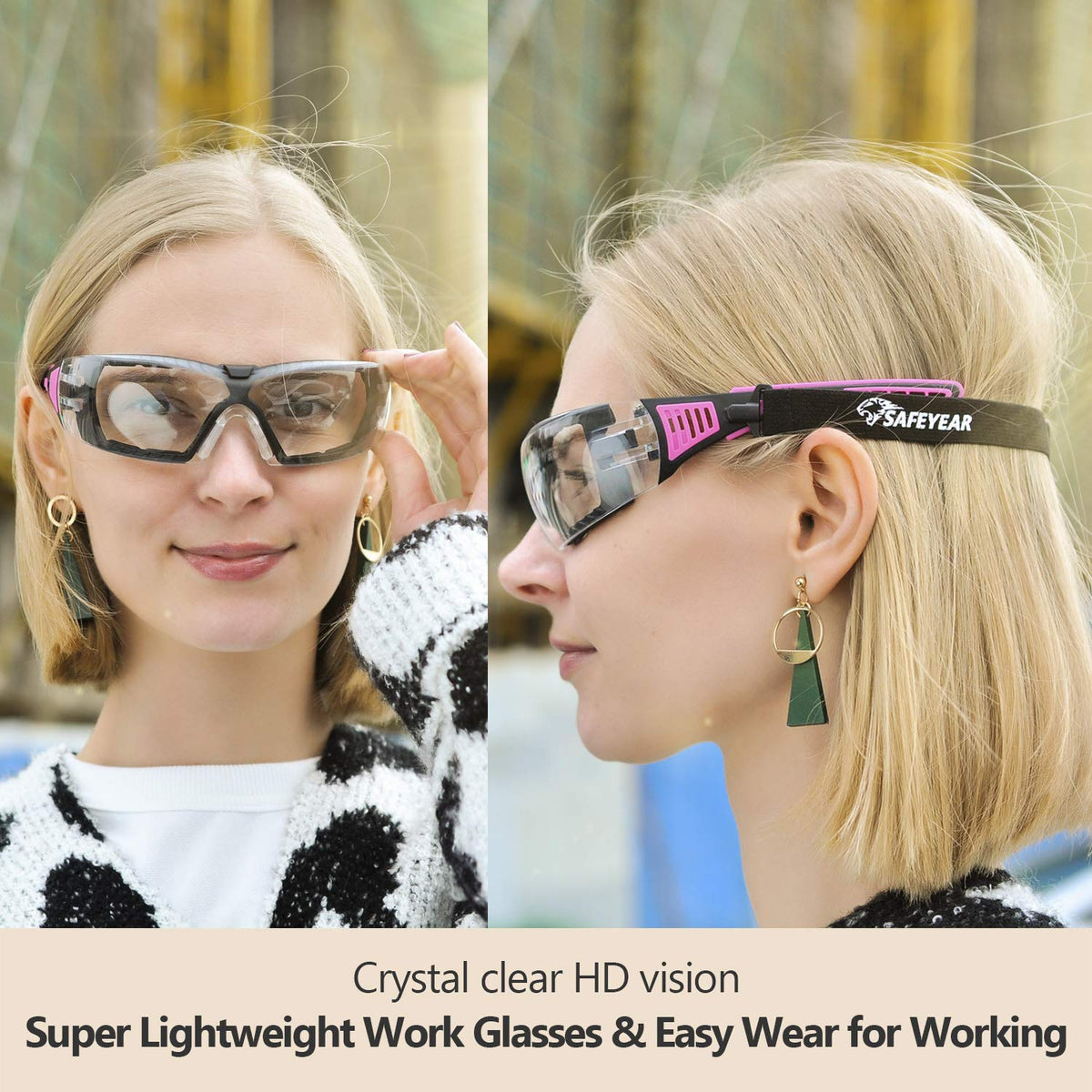 SAFEYEAR clear vision goggles suit professionals and DIY projects.