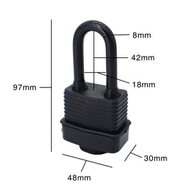 SafiSwords padlock with hardened shackle emphasizes cut resistance and durability