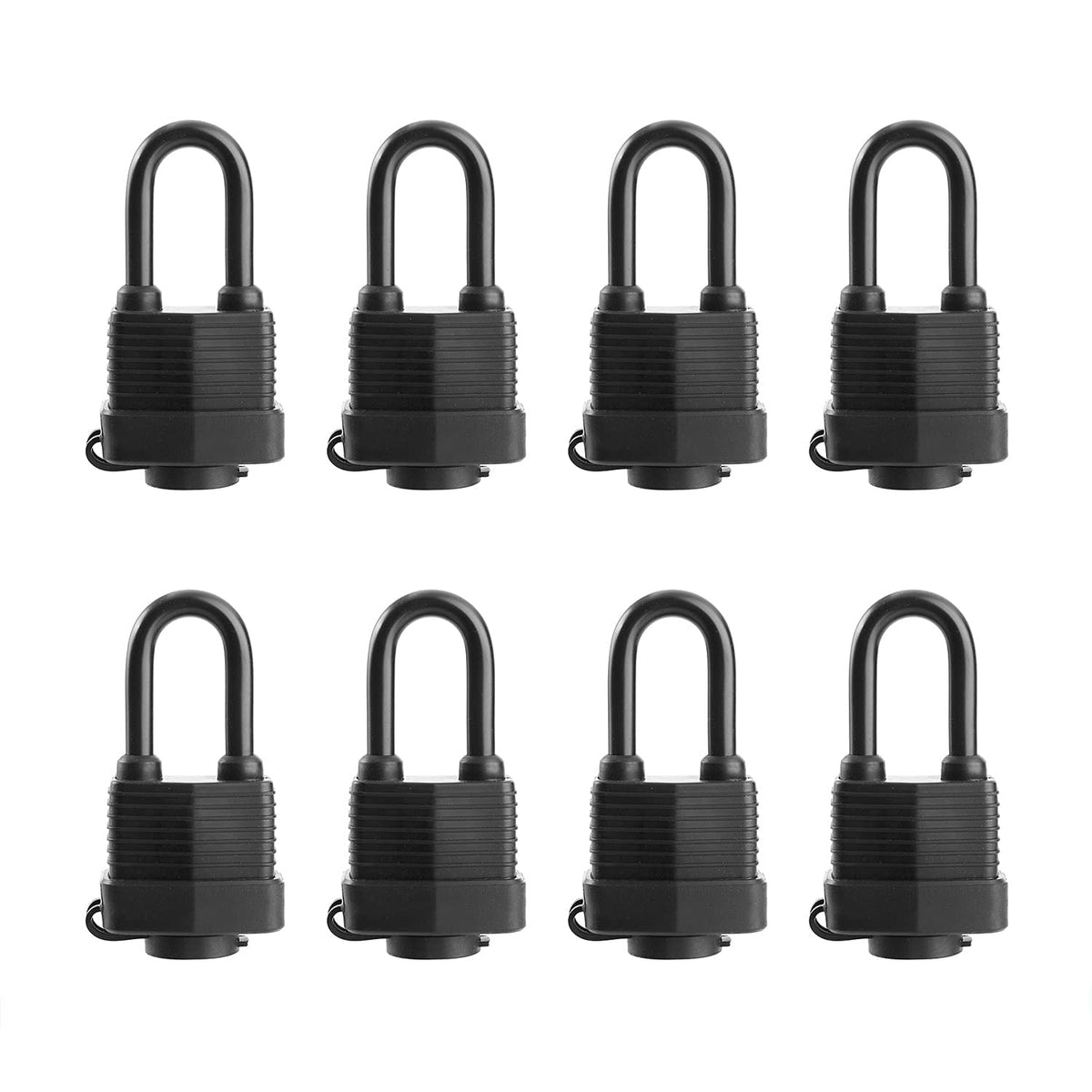 SafiSwords waterproof padlock pack of 8, front view for outdoor security.