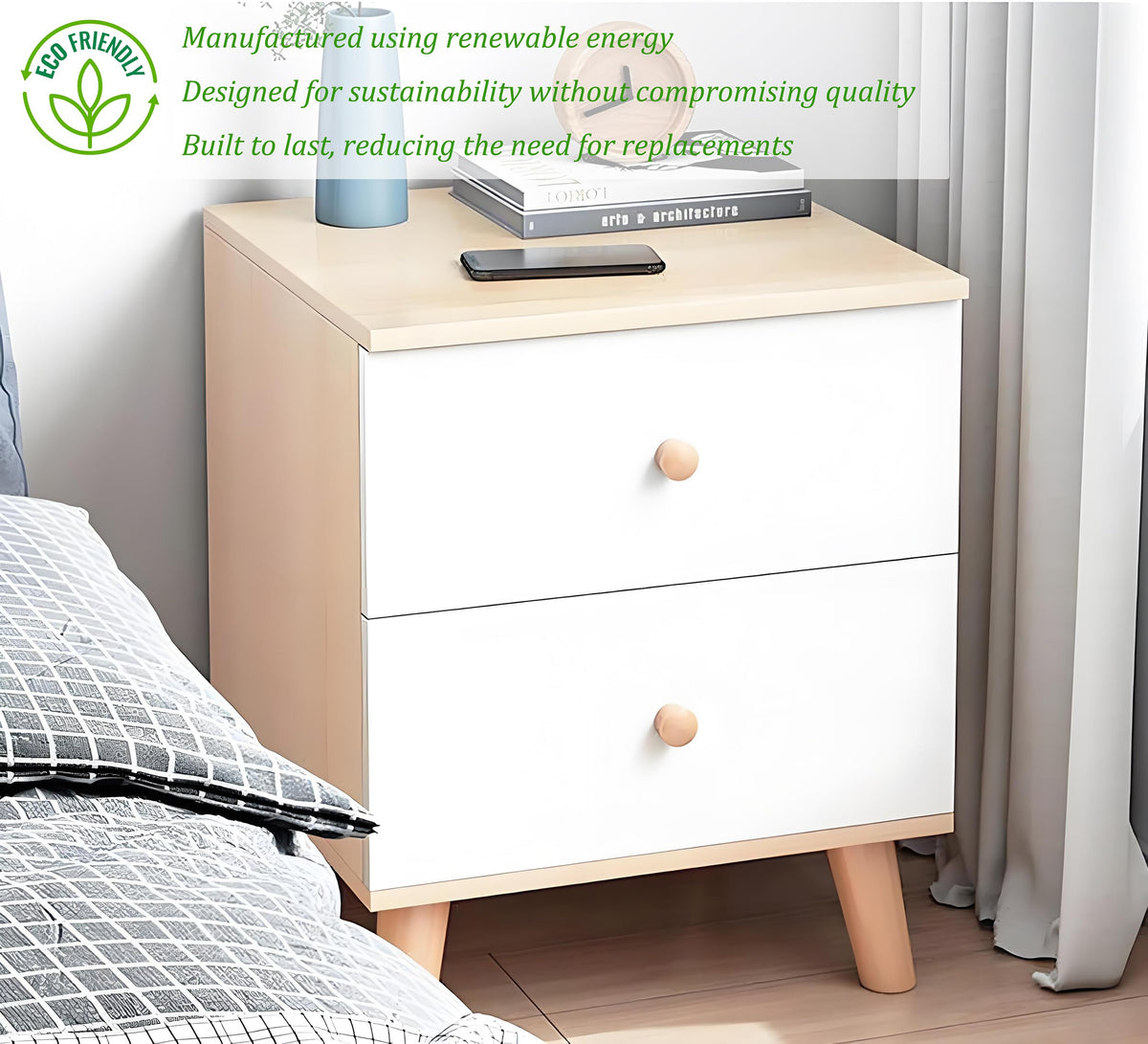 Safiyya white dresser and door decor using removable wallpaper for instant style changes.