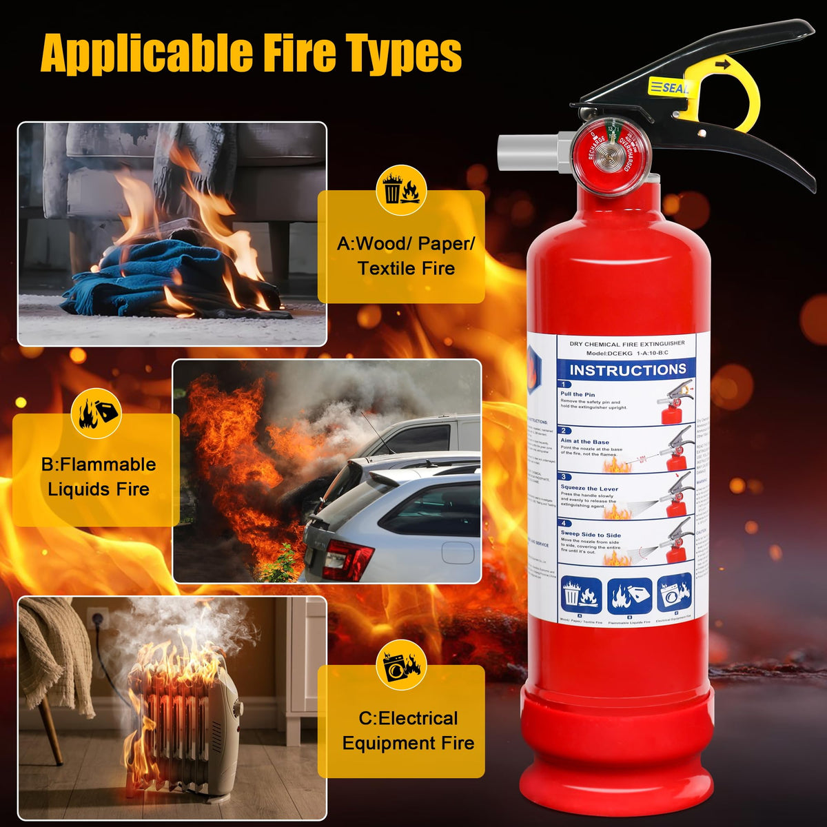 Sagafe ergonomic grip on the extinguisher for comfortable use