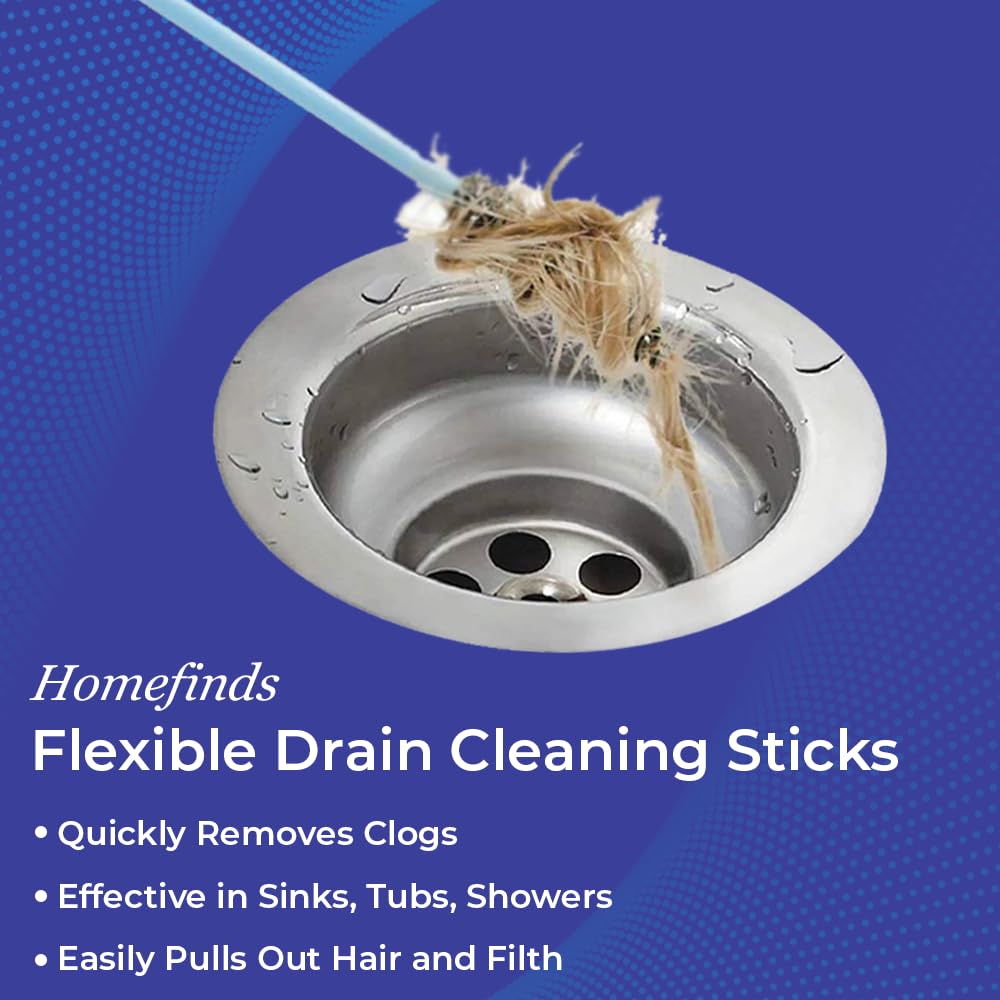 SAGEFINDS drain cleaning stick bristle head scrubs grime from drains