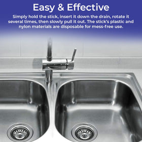 SAGEFINDS drain cleaning stick in sink eases clog removal