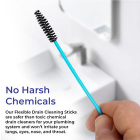 SAGEFINDS drain cleaning stick in tub clears hair and soap scum
