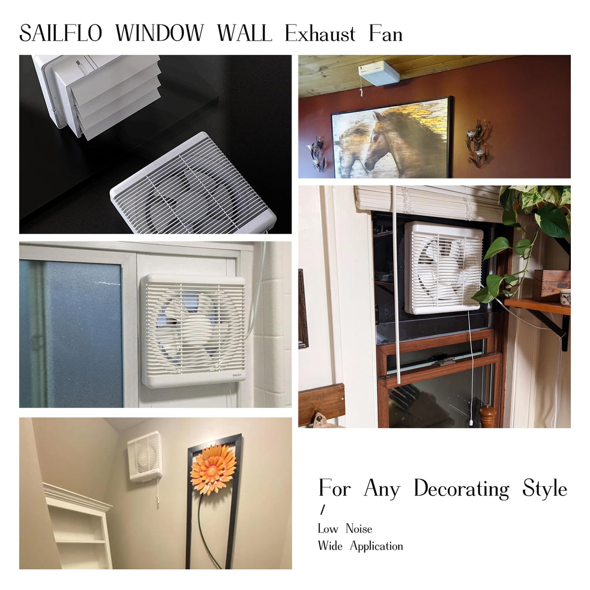 SAILFLO 6-Inch window fan durable sleeve motor for long life.
