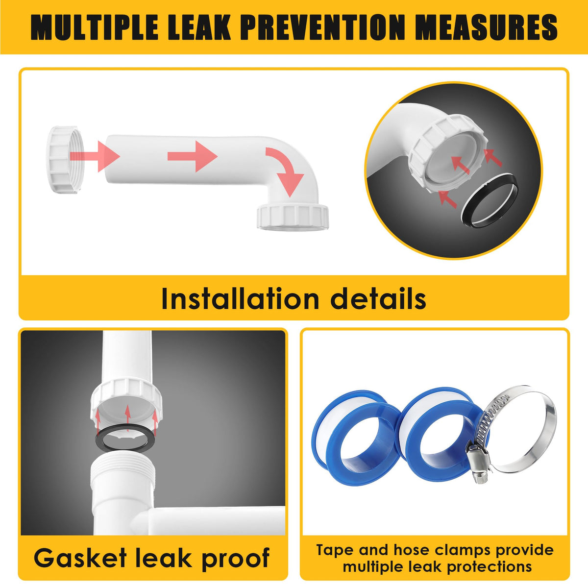 Saillong OD wall drain trap preventing sewer gases from entering the sink.