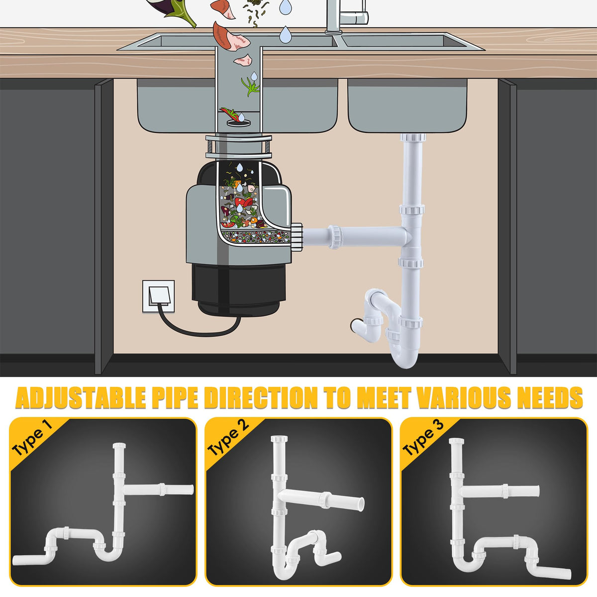 Saillong slip joint end outlet tee image highlighting efficient wastewater merging.