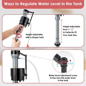 Saillong toilet fill valve assembly ensures quick, quiet tank refills.