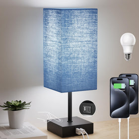 Sailstar navy blue bedside lamp with shade for calming bedroom ambiance
