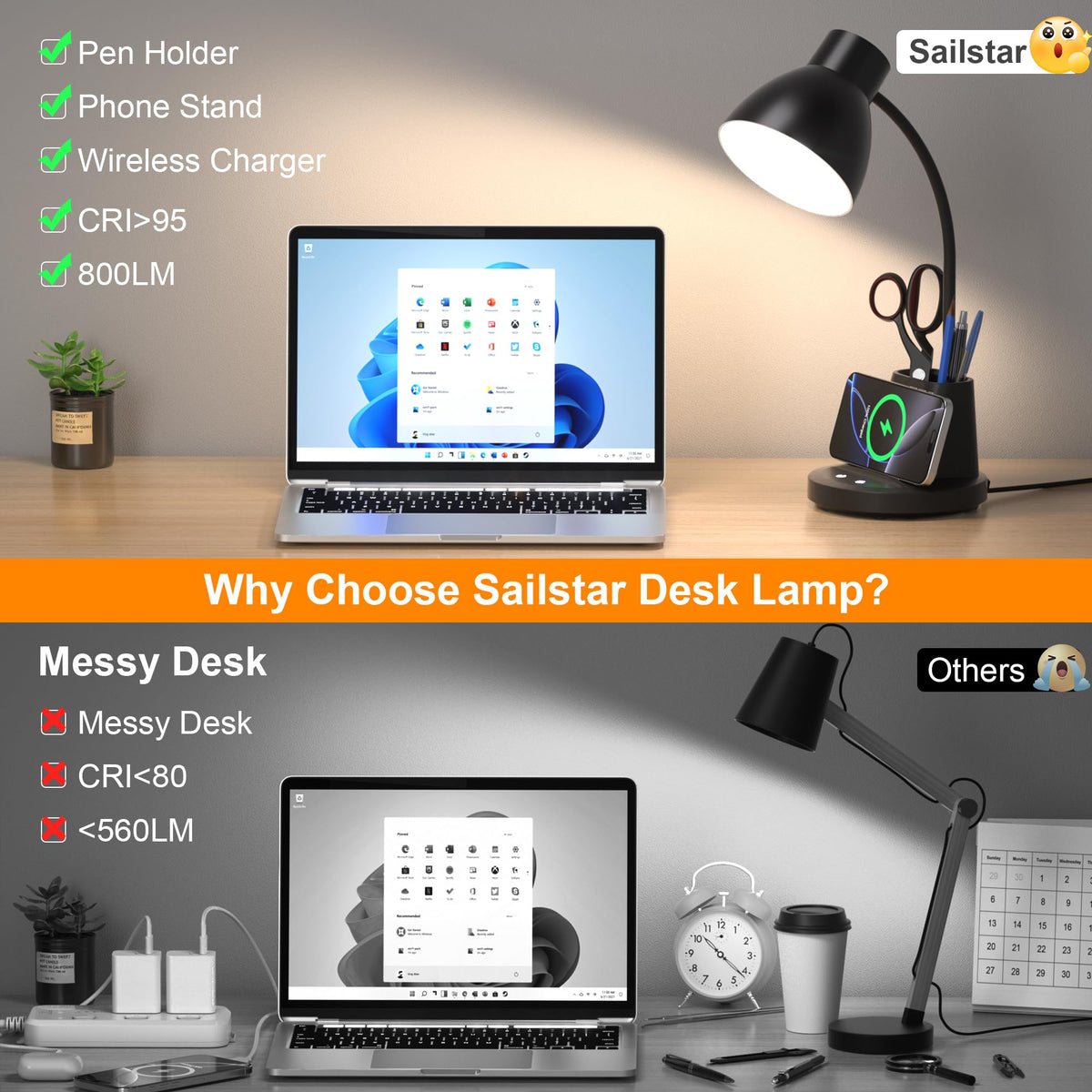 Sailstar lamp delivers up to 800 lumens for bright, stable illumination.