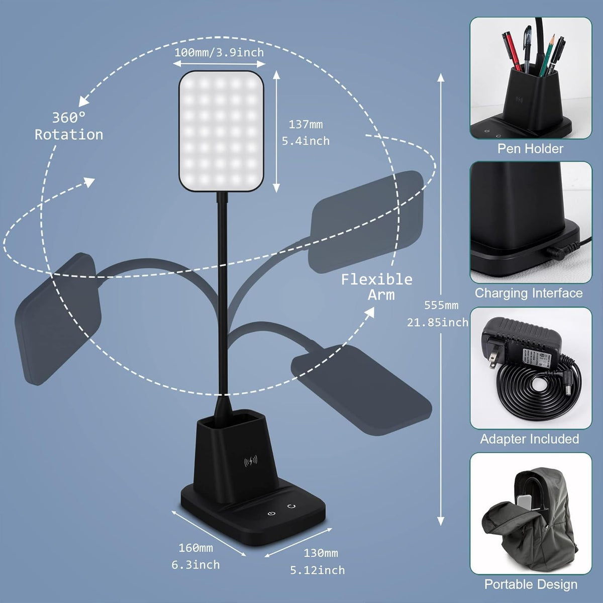 Sailstar Desk Lamp dorm-room friendly with compact storage.