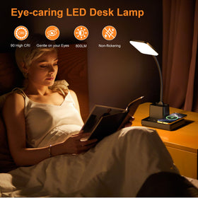 Sailstar Desk Lamp showing USB port for a second device while studying.