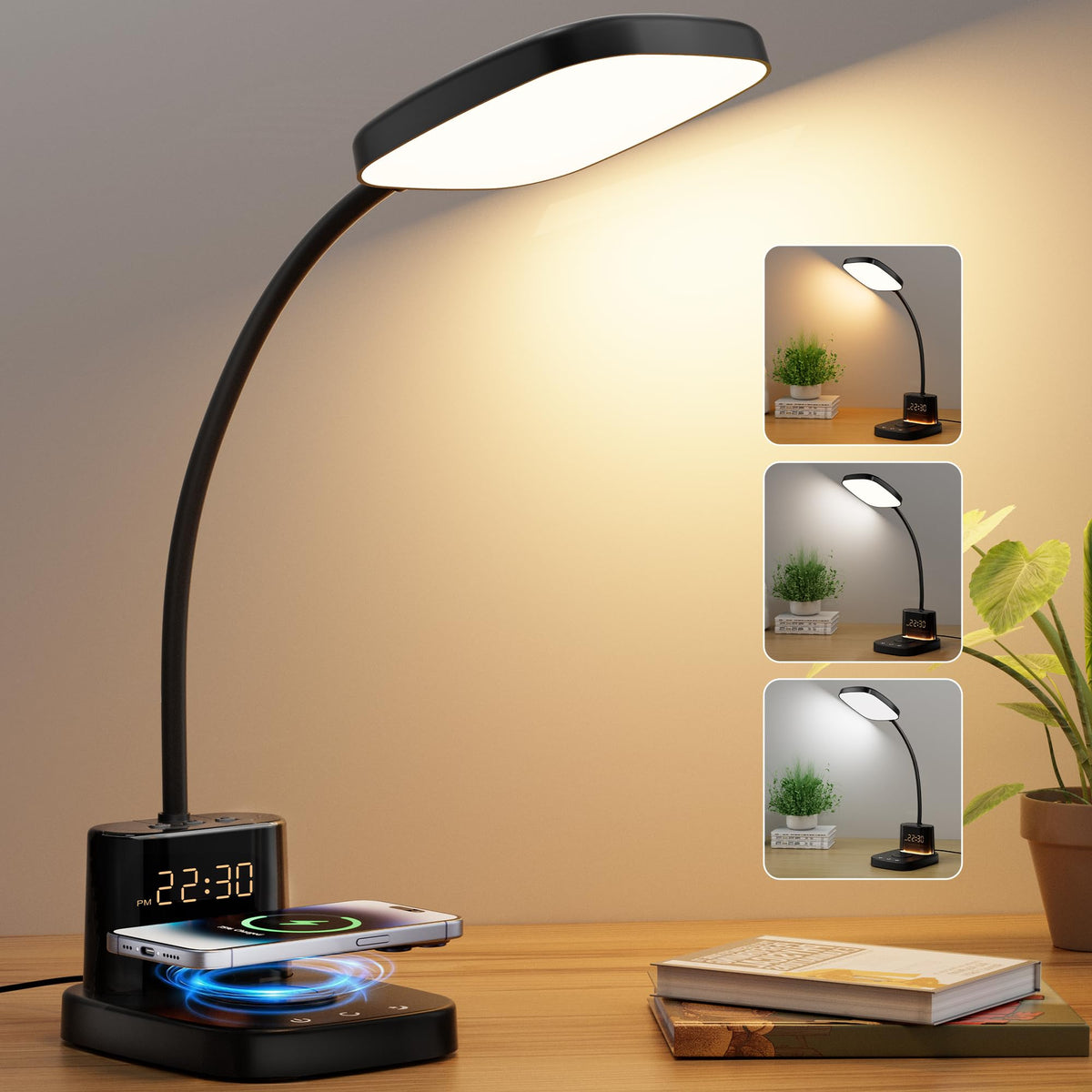Sailstar desk lamp with wireless charger for easy phone charging while working