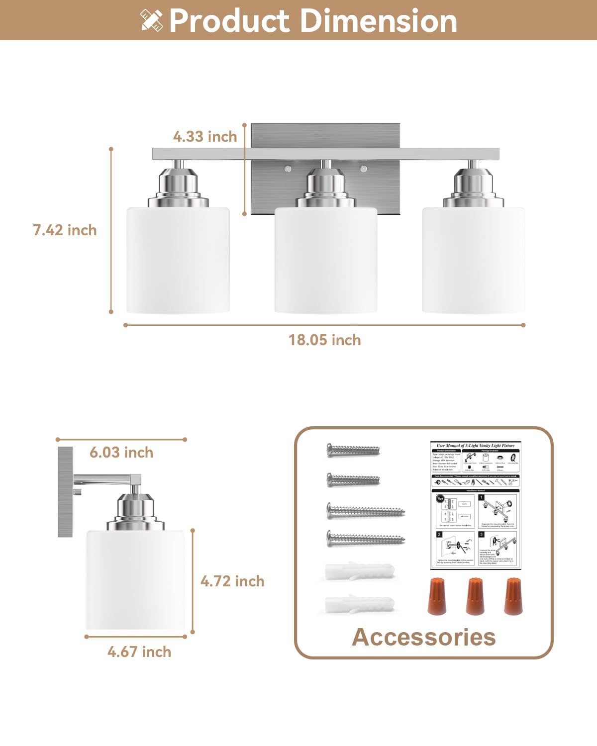 Sailstar dimmable-compatible vanity light suitable for warm or cool moods