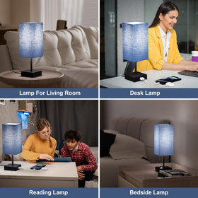 Sailstar navy blue lamp complements modern bedroom decor and accents