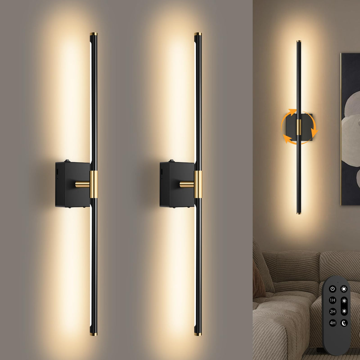 SAIMAND wall sconce with remote control for adjustable brightness