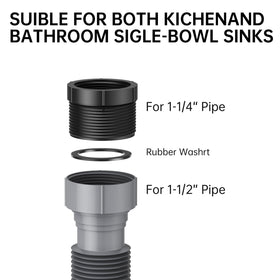 SAINT NIEVE adapters for 1-1/2 and 1-1/4 inch drains ensure versatile setup.