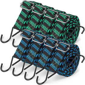 Saintrygo 8-pcs flat bungee cords with hooks offer versatile securing options for luggage.