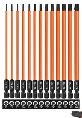 Saipe torx bit set with 6-inch magnetic tips for fast screw placement.