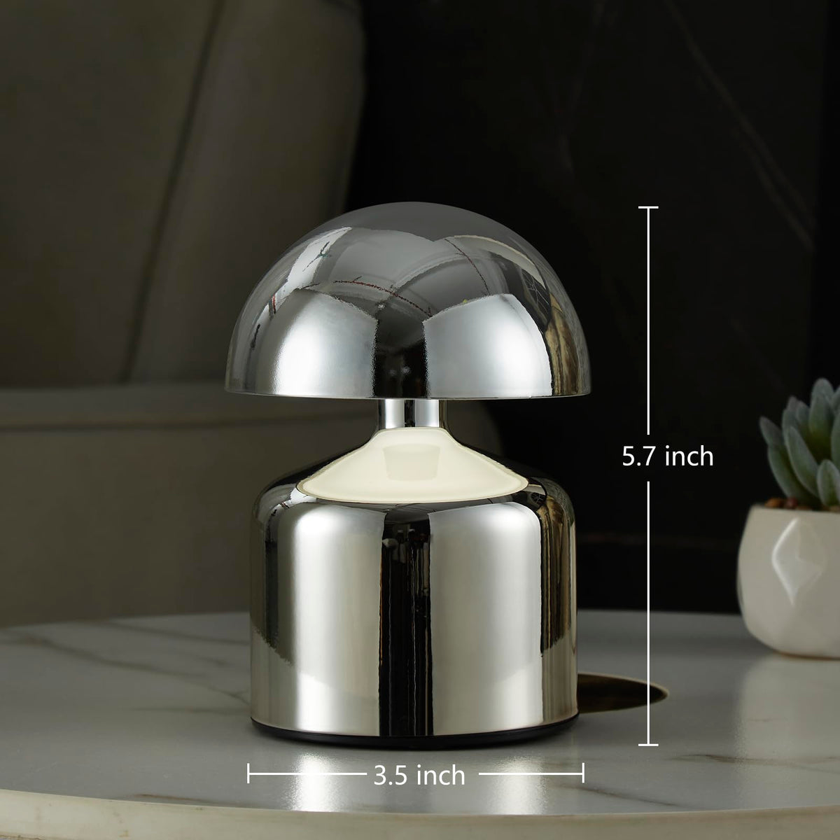 SAIWEYA mushroom lamp in a living room corner with modern minimalism