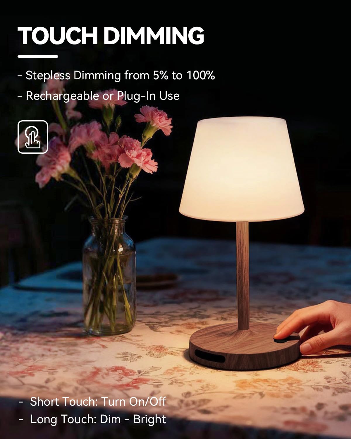 SAIWEYA touch dimming control enabling precise brightness for ambiance or tasks