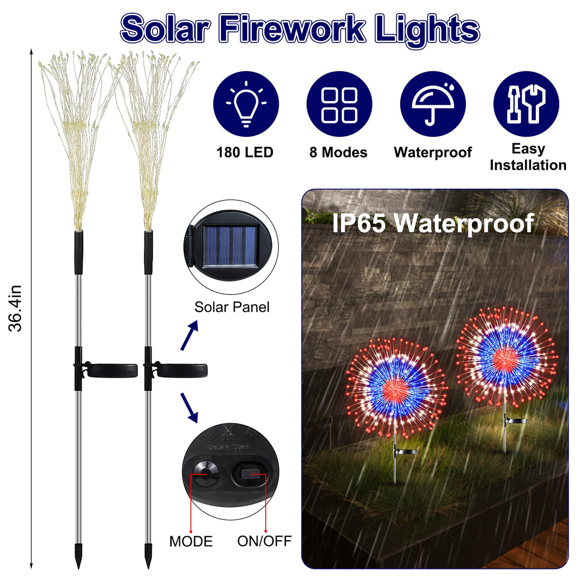 Sakayo patriotic lights line your pathway or garden with red, white, blue.