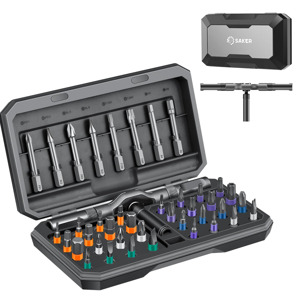 Saker 42-in-1 magnetic screwdriver set main kit for versatile home repairs.