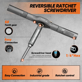 Saker 42-in-1 T-handle ergonomic grip supports comfortable, extended use.