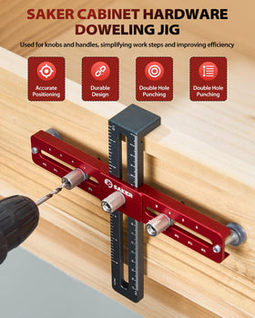 Saker adjustable drill guide demonstrates accurate hole spacing for various hardware