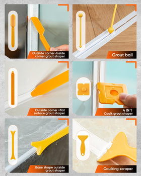 Saker caulk gun kit grout ball for smooth grout lines.